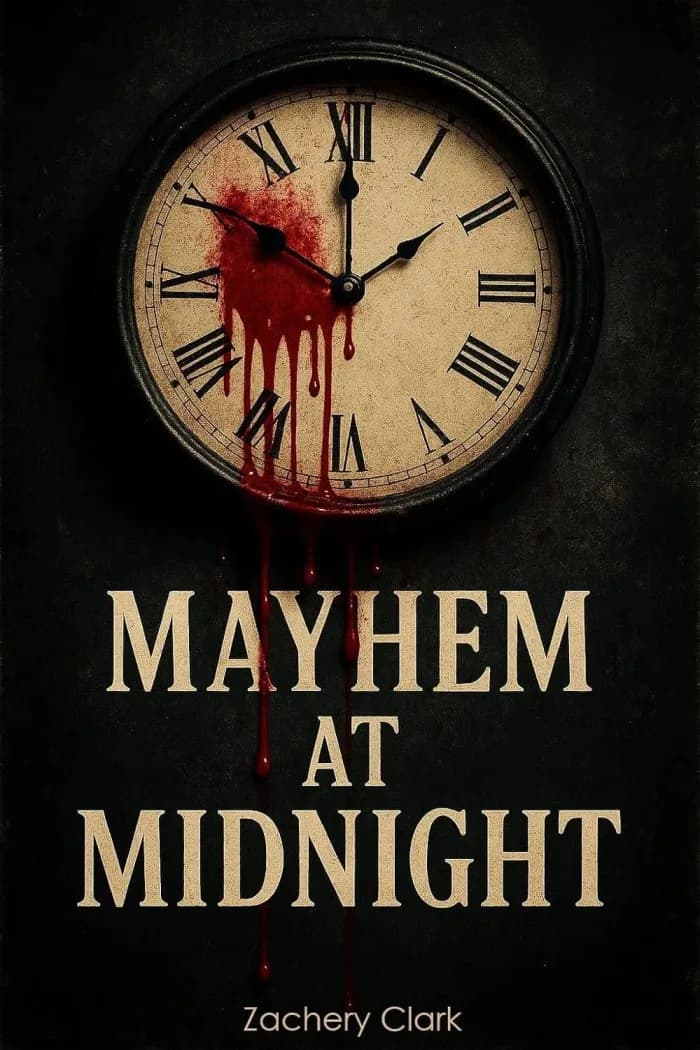 MAYHEM AT MIDNIGHT by Zachery Clark, Horror book cover on IndieFiction