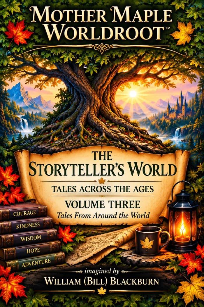 Mother Maple Worldroot — The Storyteller's World, Volume Three by William (Bill) Blackburn, Children's book cover on IndieFiction