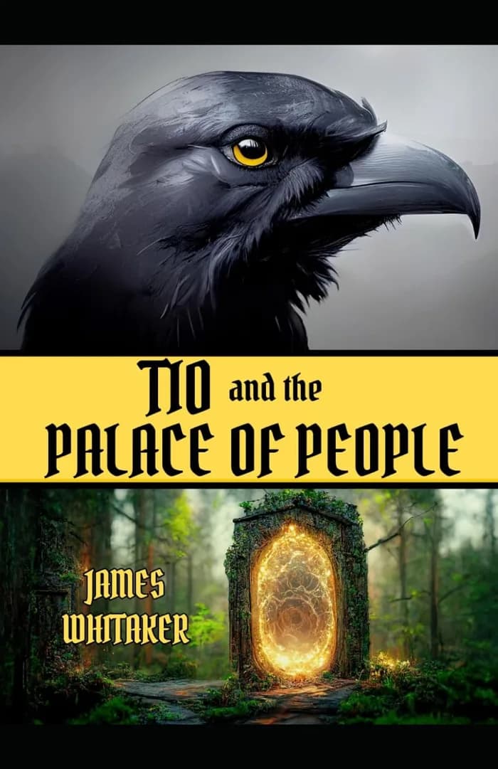 A crow and a portal against a backdrop of a wood.