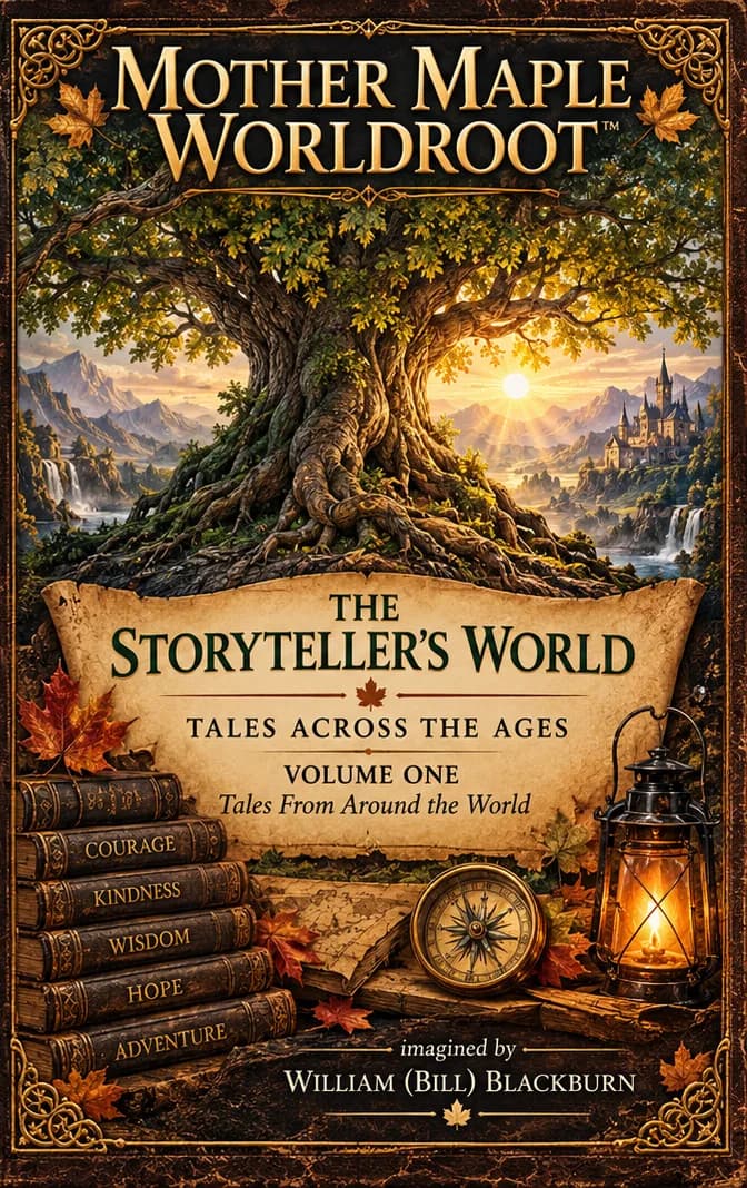 Mother Maple Worldroot — The Storyteller's World, Volume One by William (Bill) Blackburn, Children's book cover on IndieFiction
