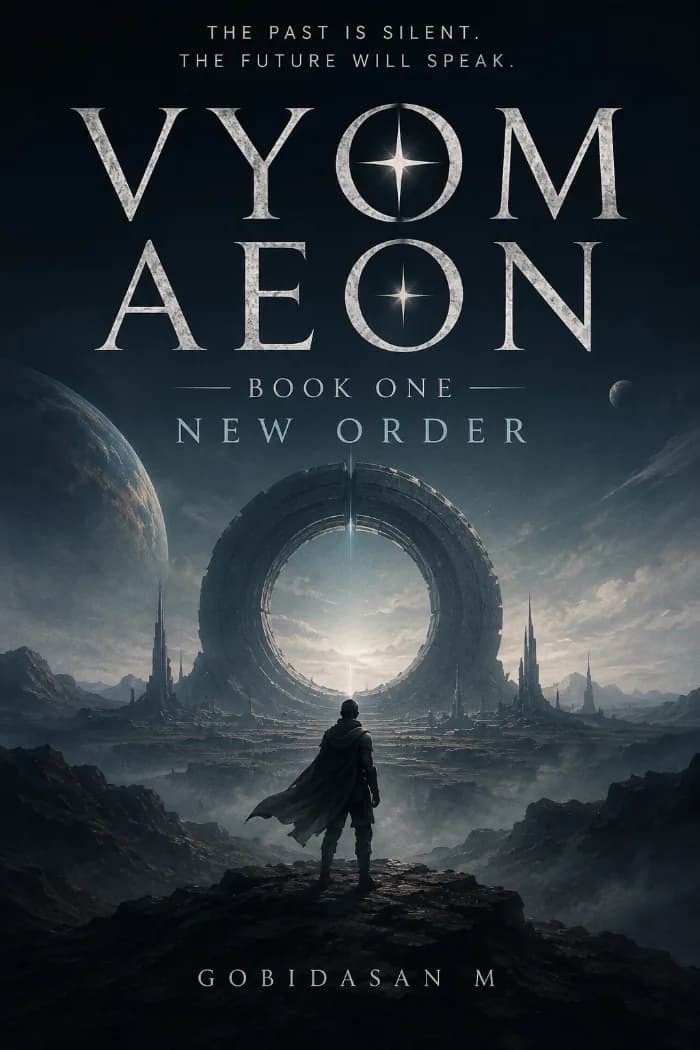 Vyom Aeon book one-new order by Gobidasan, book cover on IndieFiction