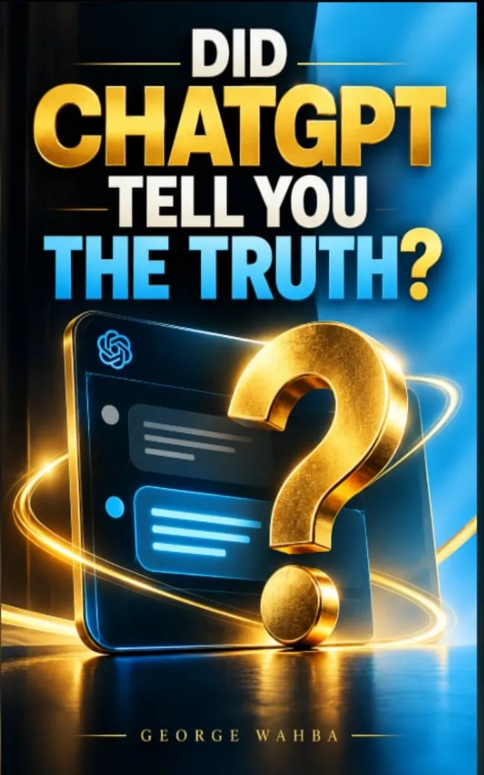 A modern nonfiction book cover about ChatGPT and artificial intelligence, with a dark background and a clean, technology-inspired design exploring truth, accuracy, and trust in AI.