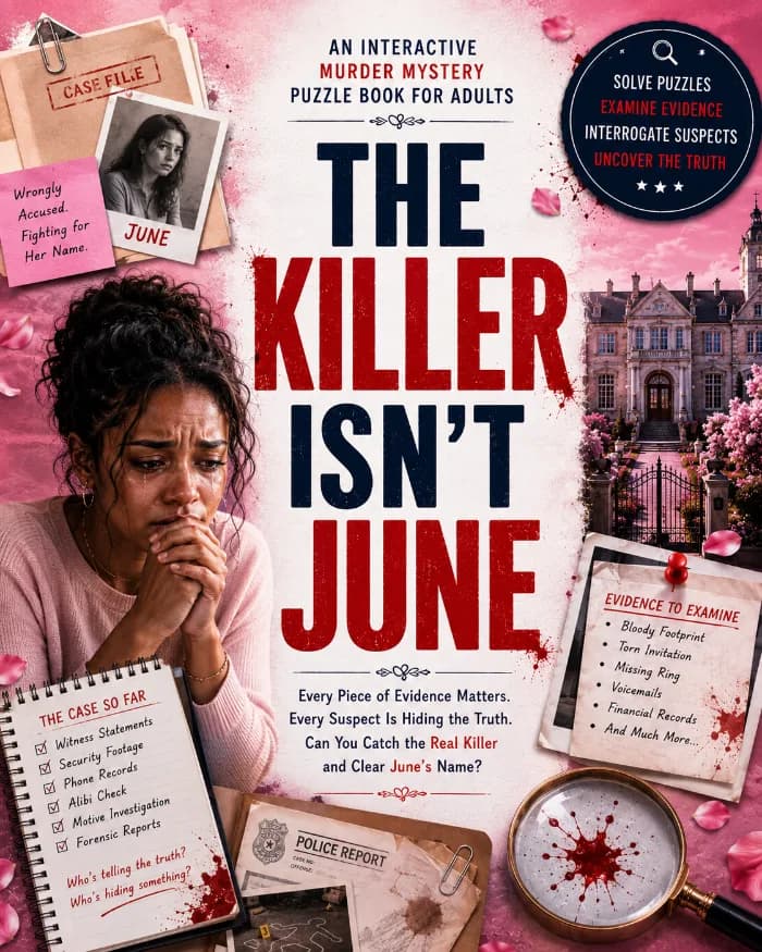 THE KILLER ISN'T JUNE by Midnight Case Press, Thriller/Mystery/Crime book cover on IndieFiction