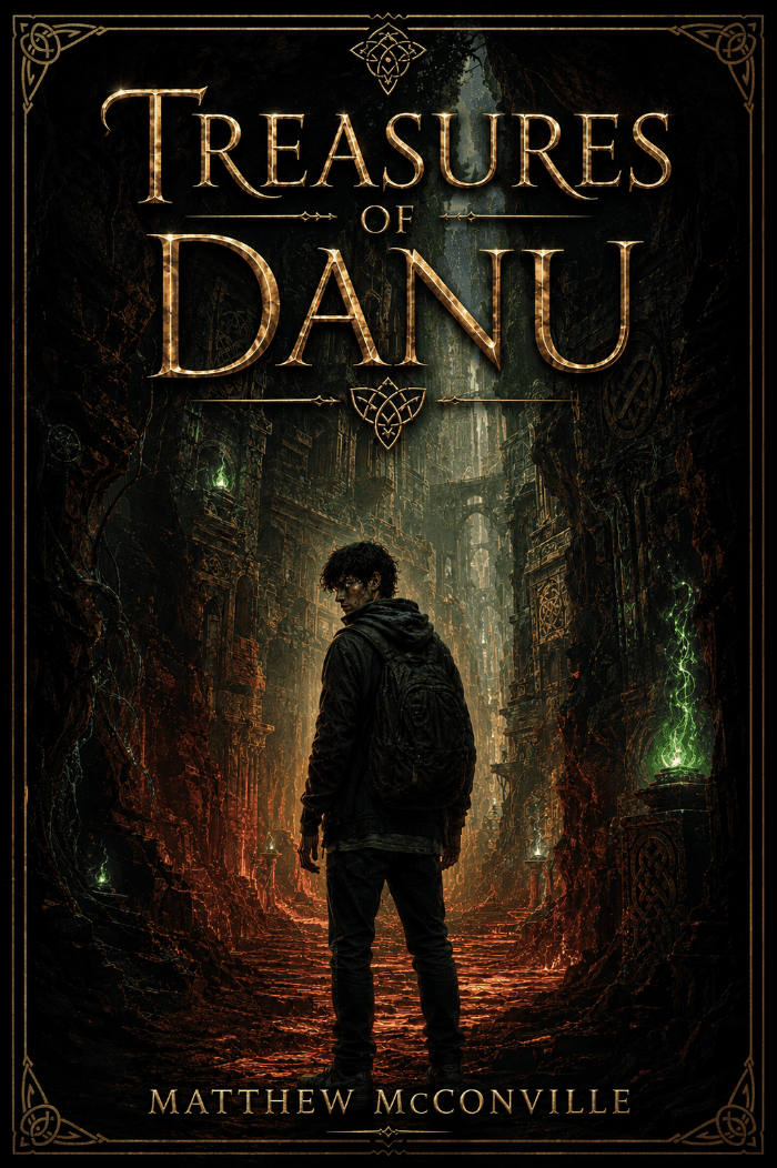 Treasures of Danu by Matthew McConville, book cover on IndieFiction