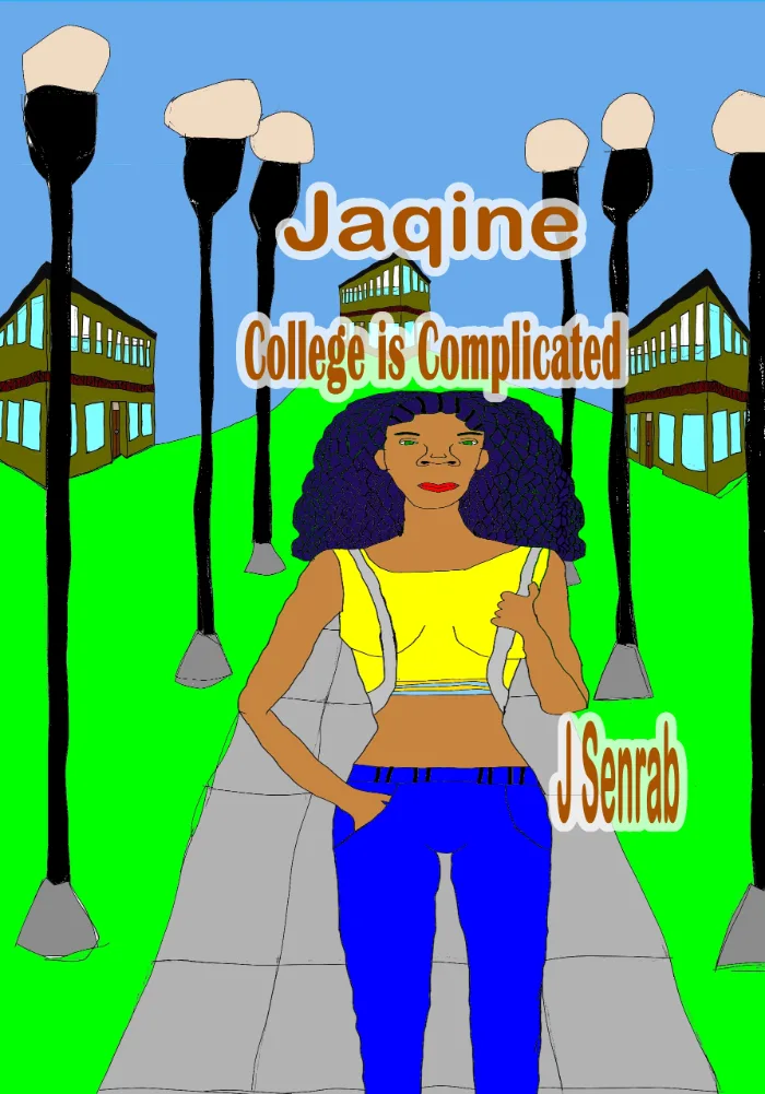 Jaqine in front of the quad college pathway