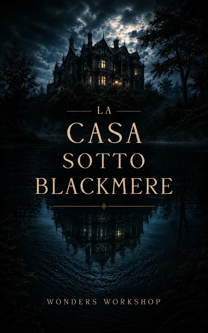 Una copertina dark gothic psychological thriller raffigurante un'antica casa isolata e inquietante, avvolta dall'oscurità e da un'atmosfera misteriosa. L'immagine evoca memoria traumatica, segreti di famiglia, identità cancellate, mistero psicologico e una presenza inquietante legata al passato.
