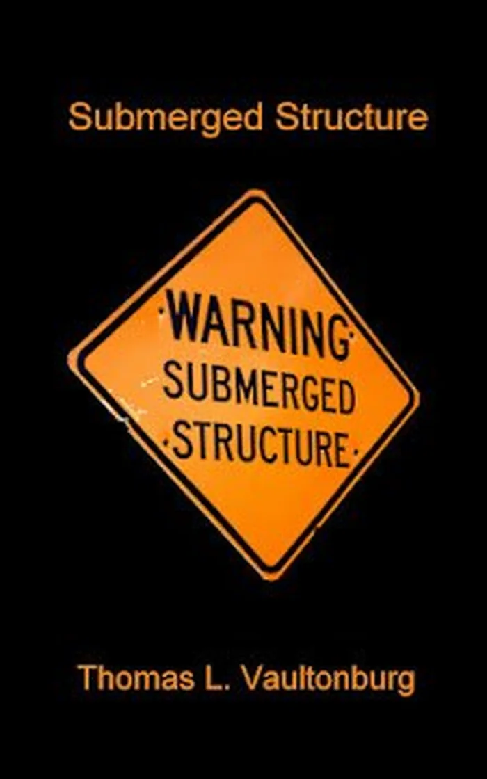 A picture of a roadsign alerting drivers to a Submerged Structure from a photograph taken by Ryan Davis.