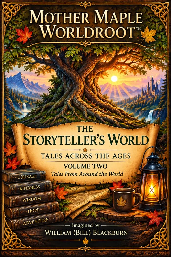 Mother Maple Worldroot — The Storyteller's World, Volume Two by William (Bill) Blackburn, Children's book cover on IndieFiction