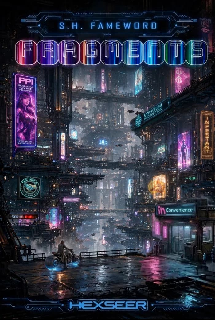 Hexseer: Fragments by S. H. Fameword, Science Fiction book cover on IndieFiction