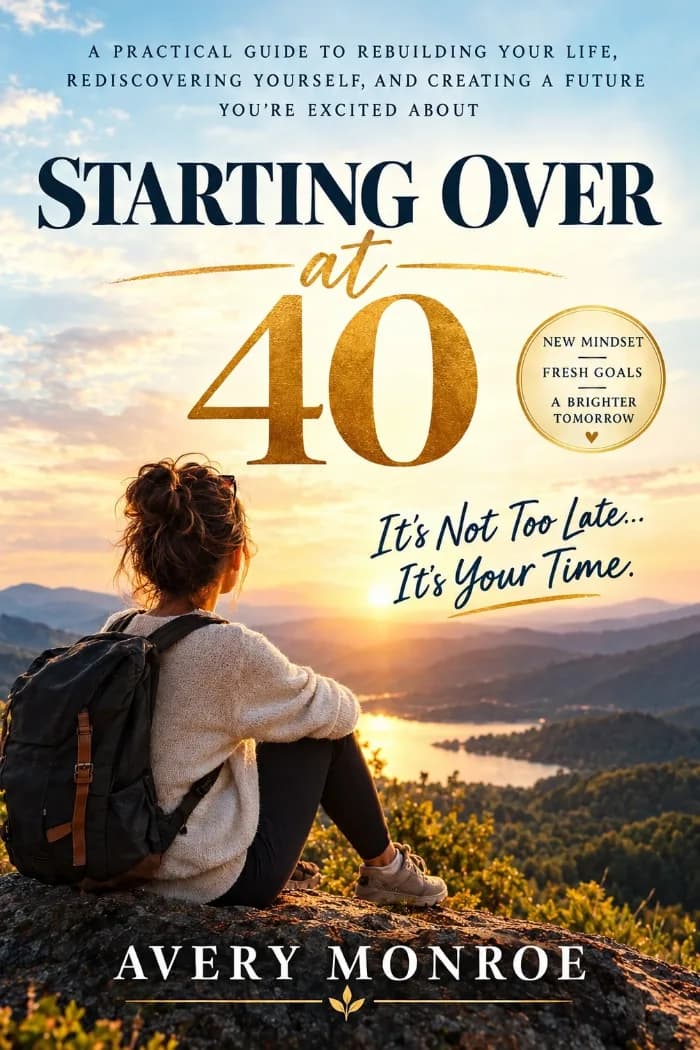 Starting Over at 40 by Avery Monroe, Self-Help/Personal Growth book cover on IndieFiction