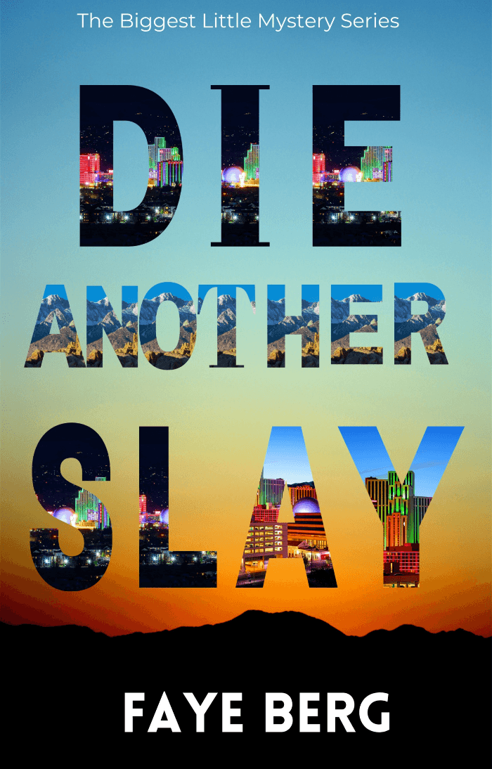 Sierra Nevada sunset with neon lights of Reno and Sierra Mountains in title letters.