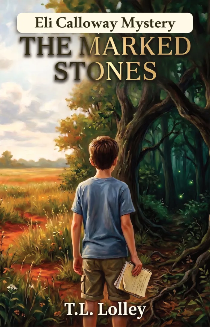 Young boy looking into the mysterious woods